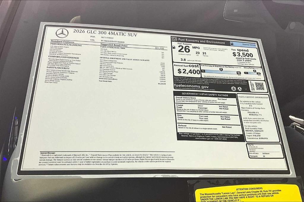 new 2026 Mercedes-Benz GLC 300 car, priced at $61,065