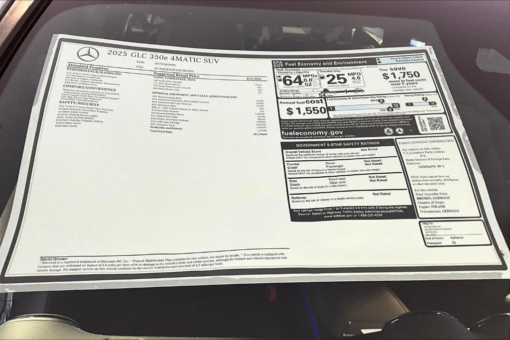 new 2025 Mercedes-Benz GLC 350e car, priced at $71,740