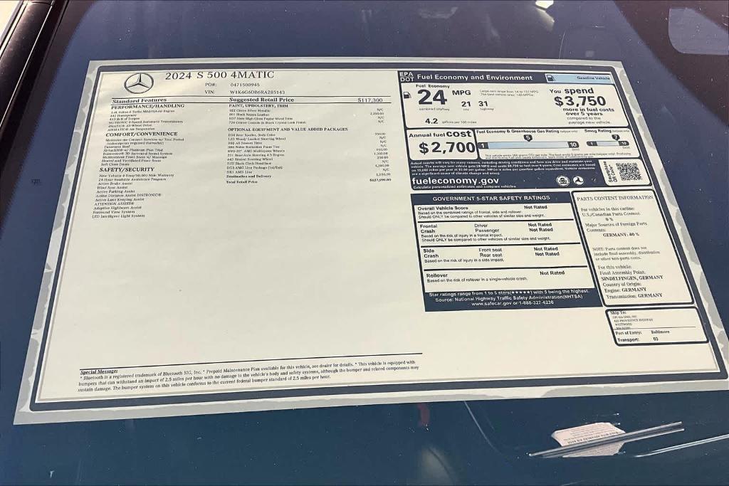 new 2024 Mercedes-Benz S-Class car, priced at $127,990