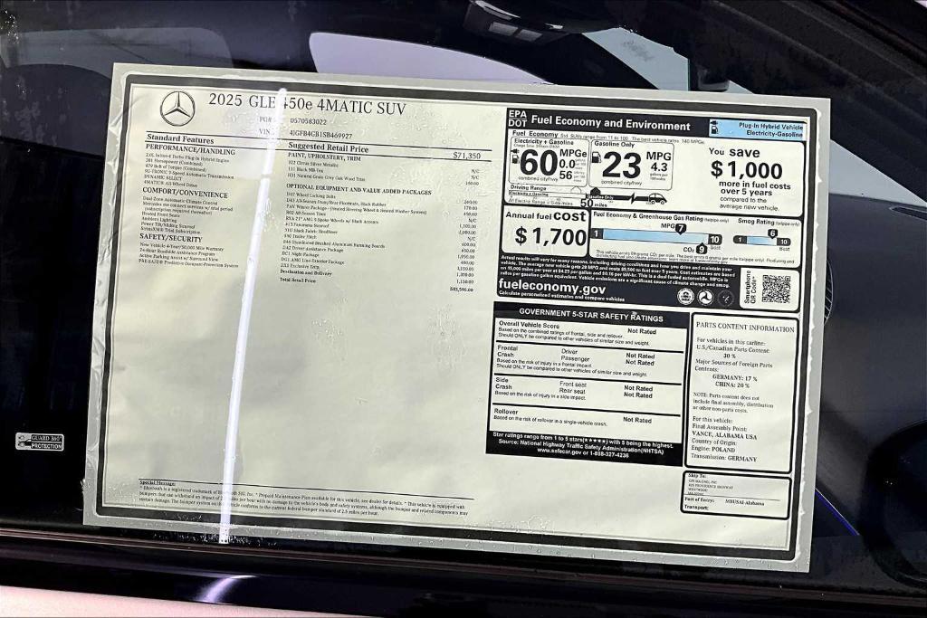 new 2025 Mercedes-Benz GLE 450e car, priced at $83,590
