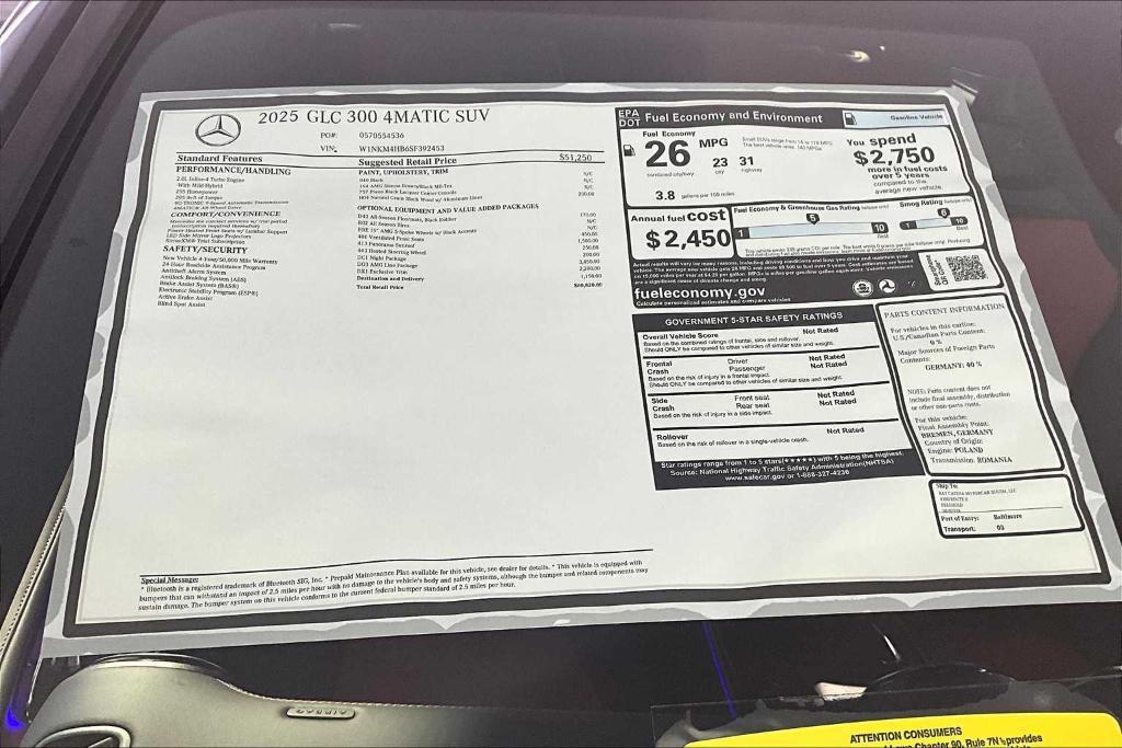 new 2025 Mercedes-Benz GLC 300 car, priced at $60,820