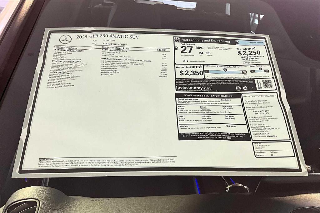 new 2025 Mercedes-Benz GLB 250 car, priced at $53,775