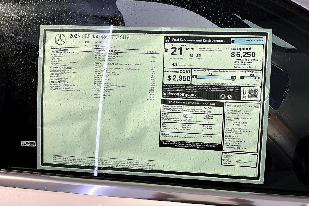 new 2026 Mercedes-Benz GLE 450 car, priced at $87,705