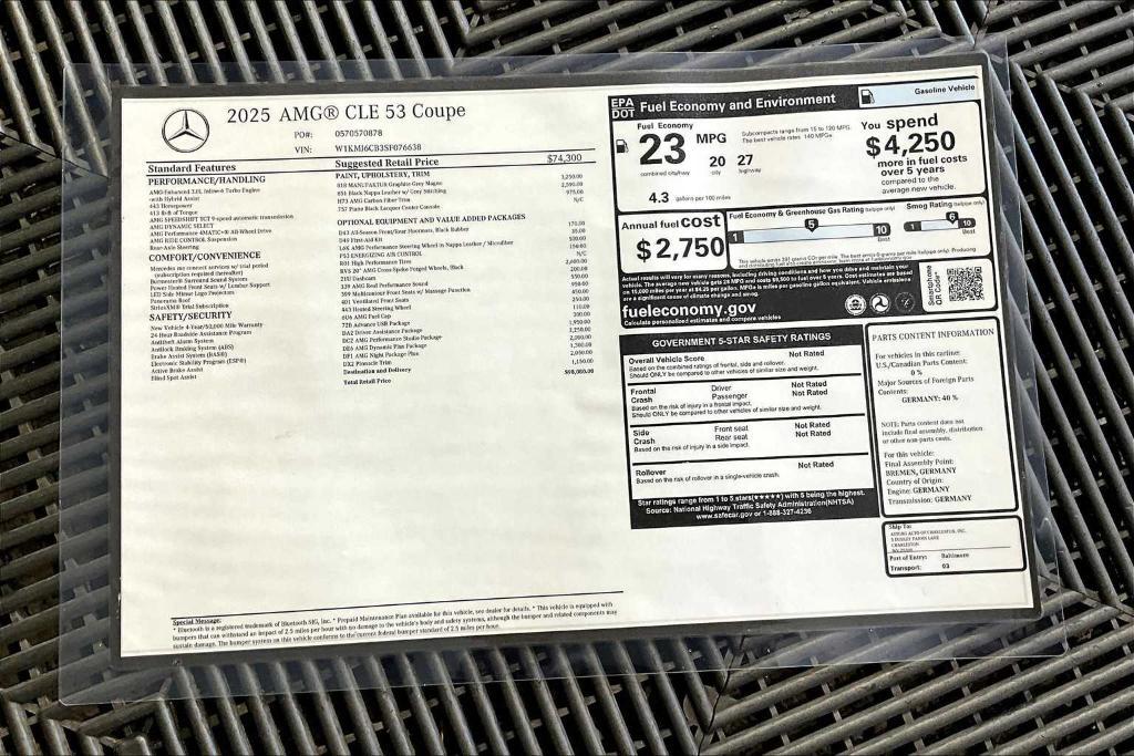new 2025 Mercedes-Benz AMG CLE 53 car, priced at $98,080