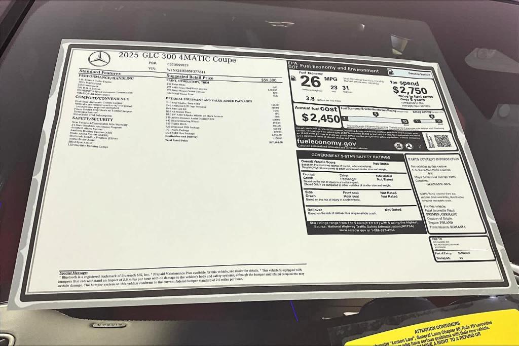new 2025 Mercedes-Benz GLC 300 car, priced at $67,665