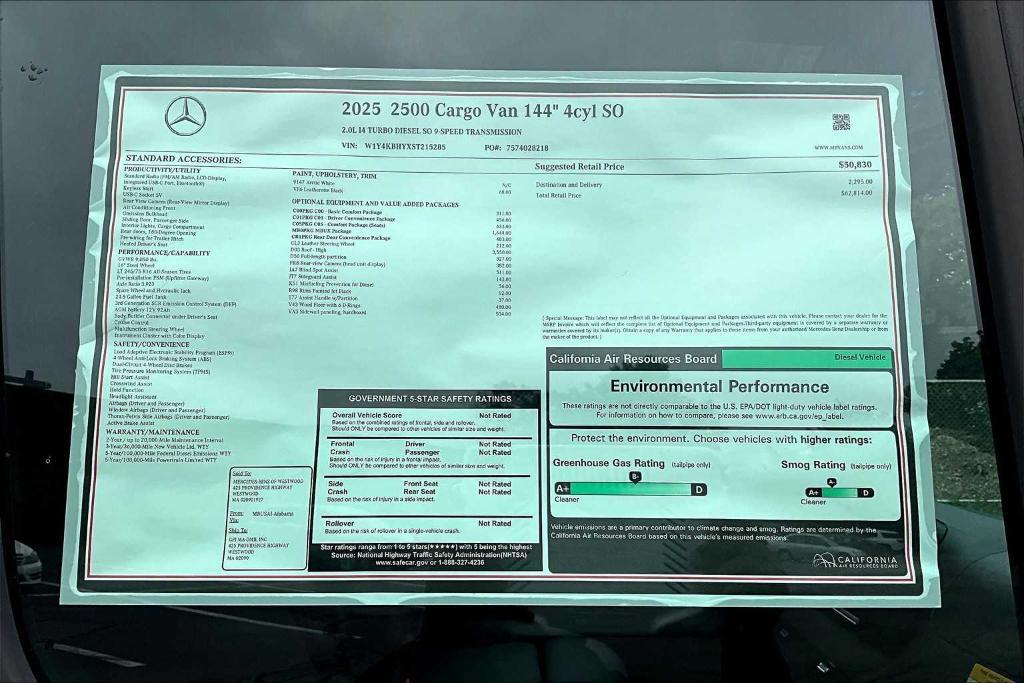 new 2025 Mercedes-Benz Sprinter 2500 car, priced at $62,814