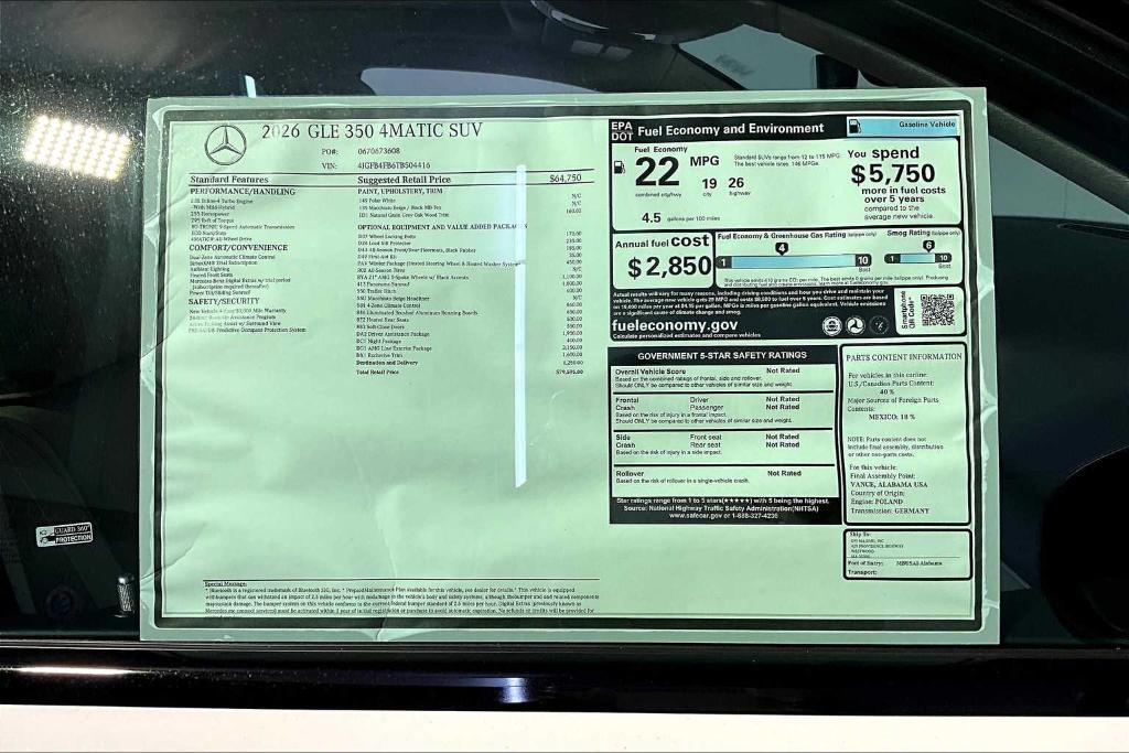 new 2026 Mercedes-Benz GLE 350 car, priced at $79,595
