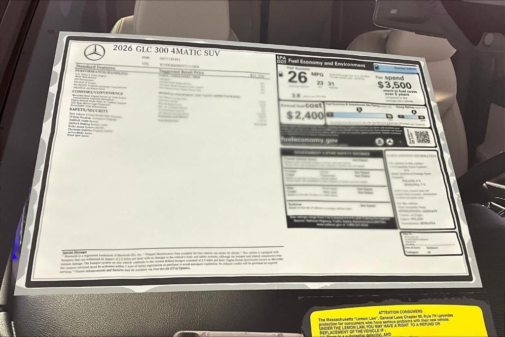 new 2026 Mercedes-Benz GLC 300 car, priced at $54,755