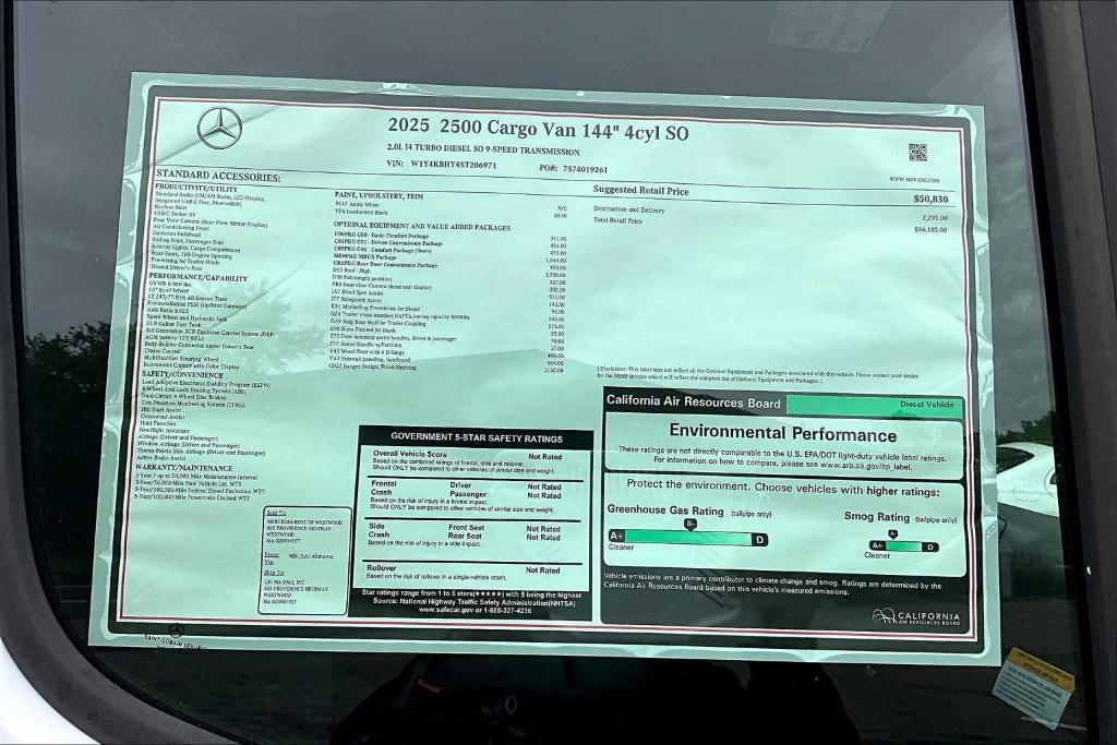 new 2025 Mercedes-Benz Sprinter 2500 car, priced at $66,105