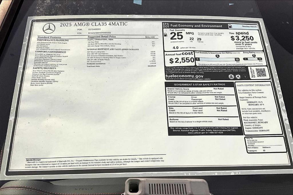new 2025 Mercedes-Benz AMG CLA 35 car, priced at $60,005