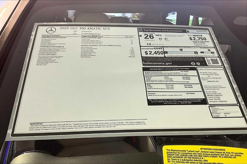 new 2025 Mercedes-Benz GLC 300 car, priced at $58,650