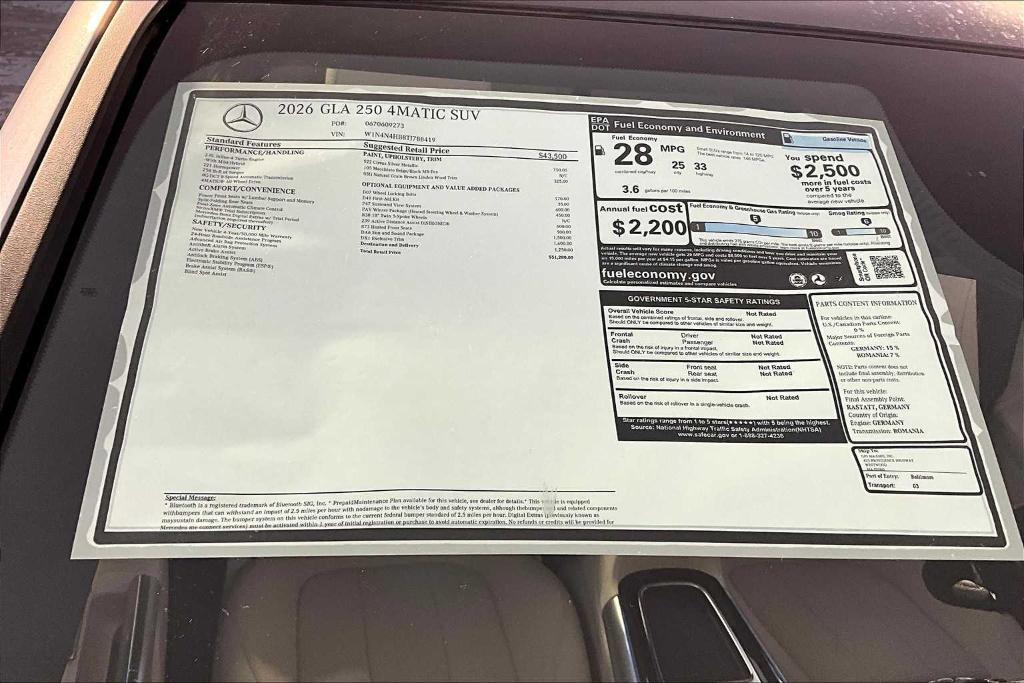 new 2026 Mercedes-Benz GLA 250 car, priced at $51,280
