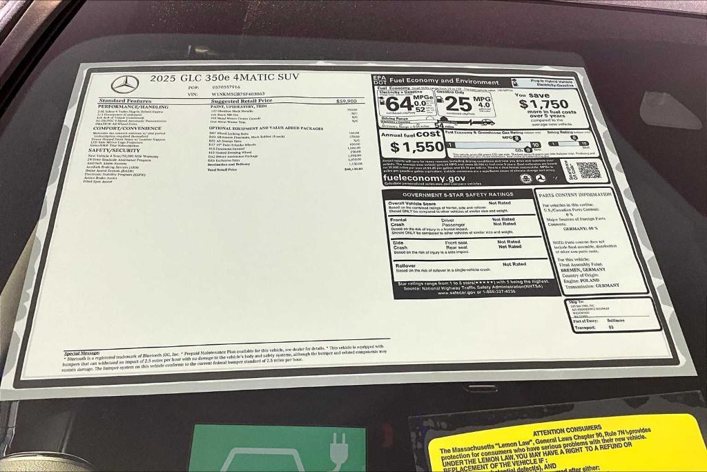 new 2025 Mercedes-Benz GLC 350e car, priced at $68,130