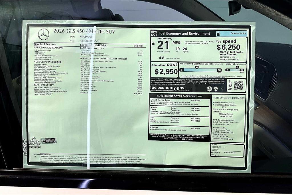 new 2026 Mercedes-Benz GLS 450 car, priced at $102,030