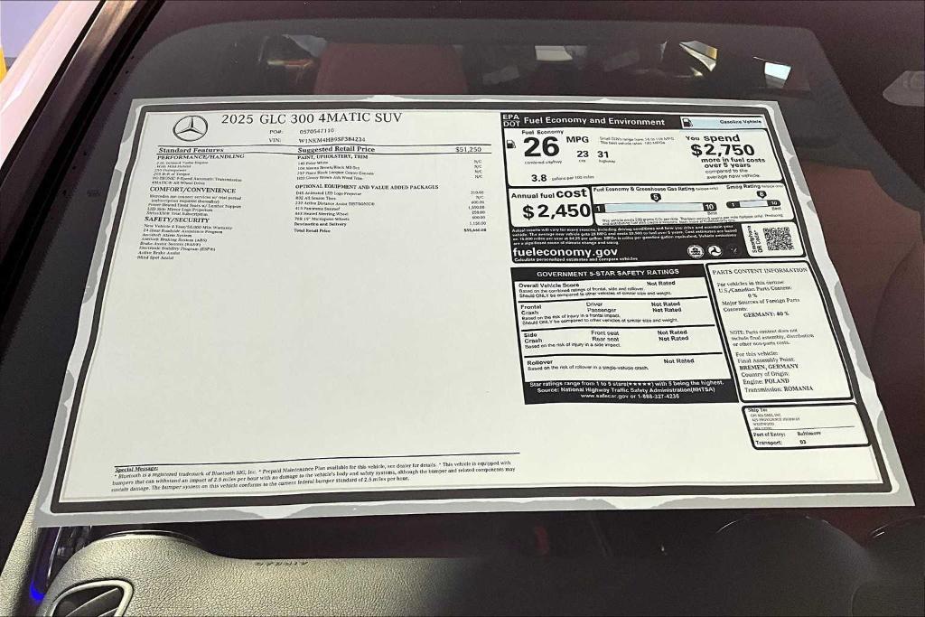 new 2025 Mercedes-Benz GLC 300 car, priced at $55,660