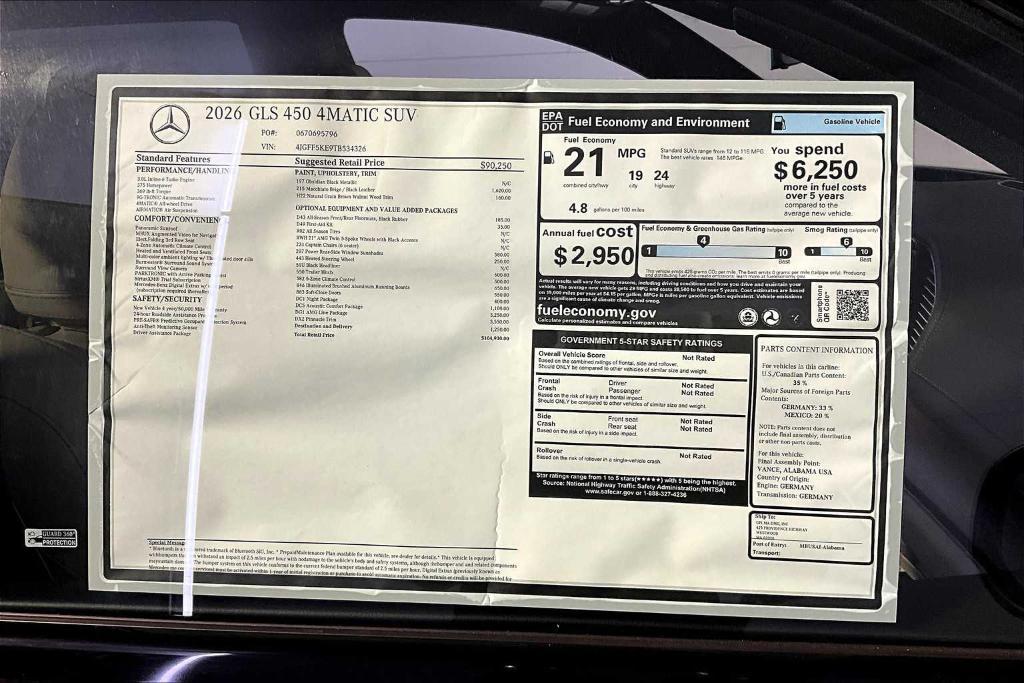 new 2026 Mercedes-Benz GLS 450 car, priced at $104,930