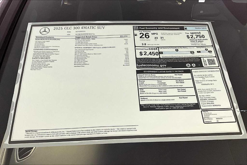new 2025 Mercedes-Benz GLC 300 car, priced at $61,795
