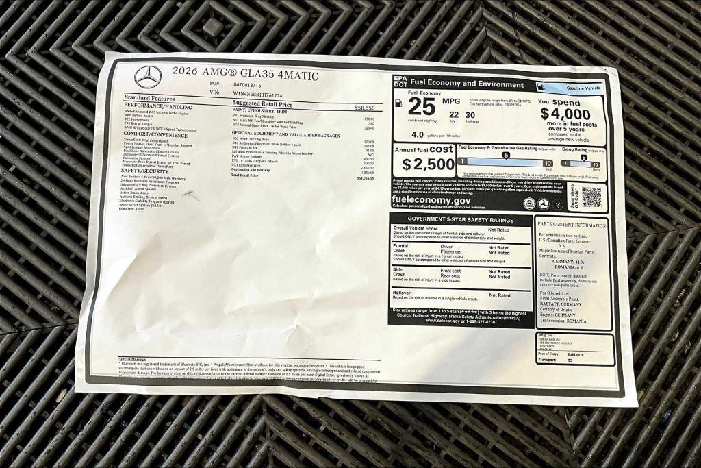 new 2026 Mercedes-Benz AMG GLA 35 car, priced at $64,065