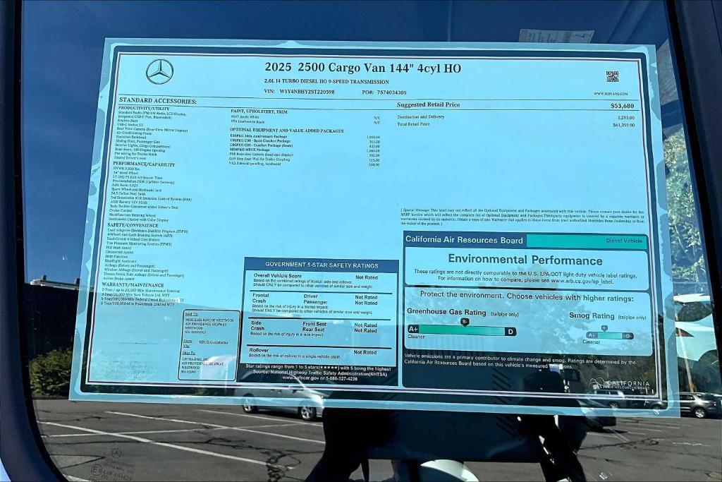 new 2025 Mercedes-Benz Sprinter 2500 car, priced at $61,359