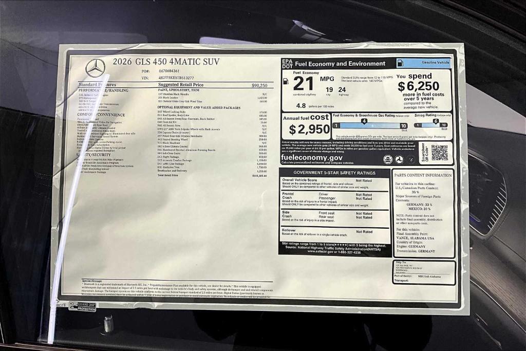 new 2026 Mercedes-Benz GLS 450 car, priced at $103,385