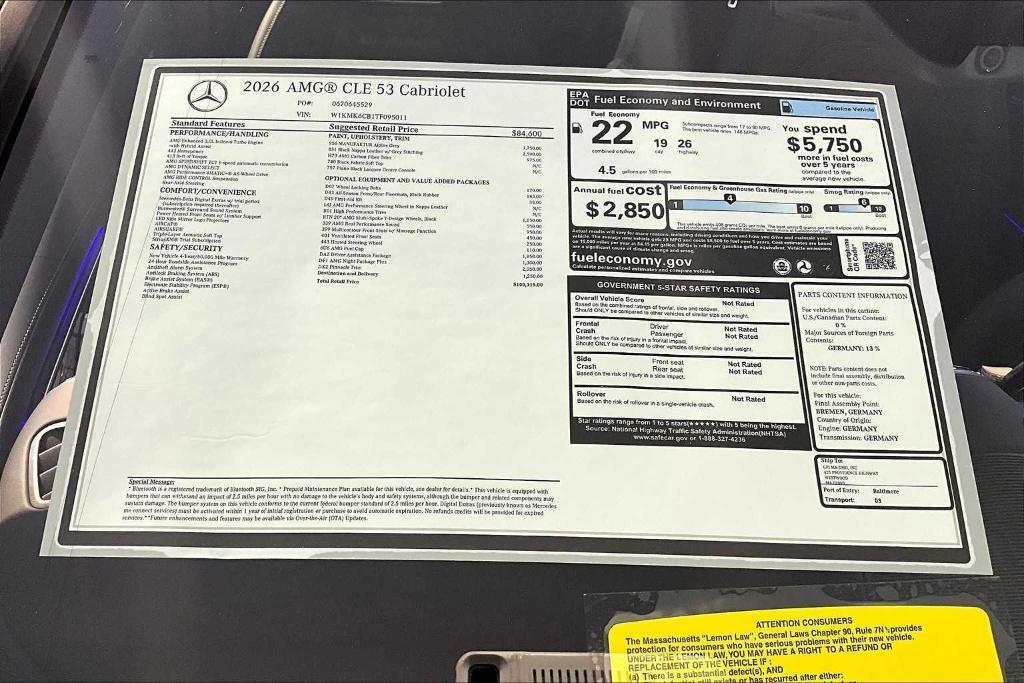 new 2026 Mercedes-Benz AMG CLE 53 car, priced at $100,315