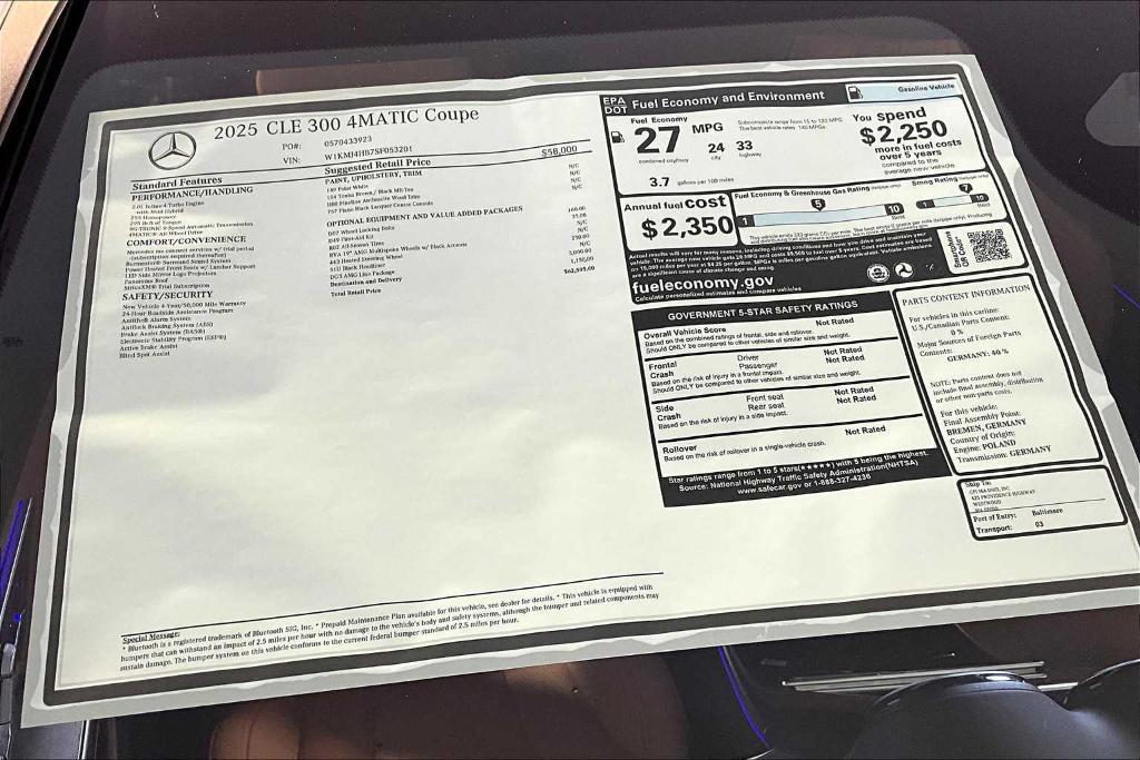 new 2025 Mercedes-Benz CLE 300 car, priced at $62,595