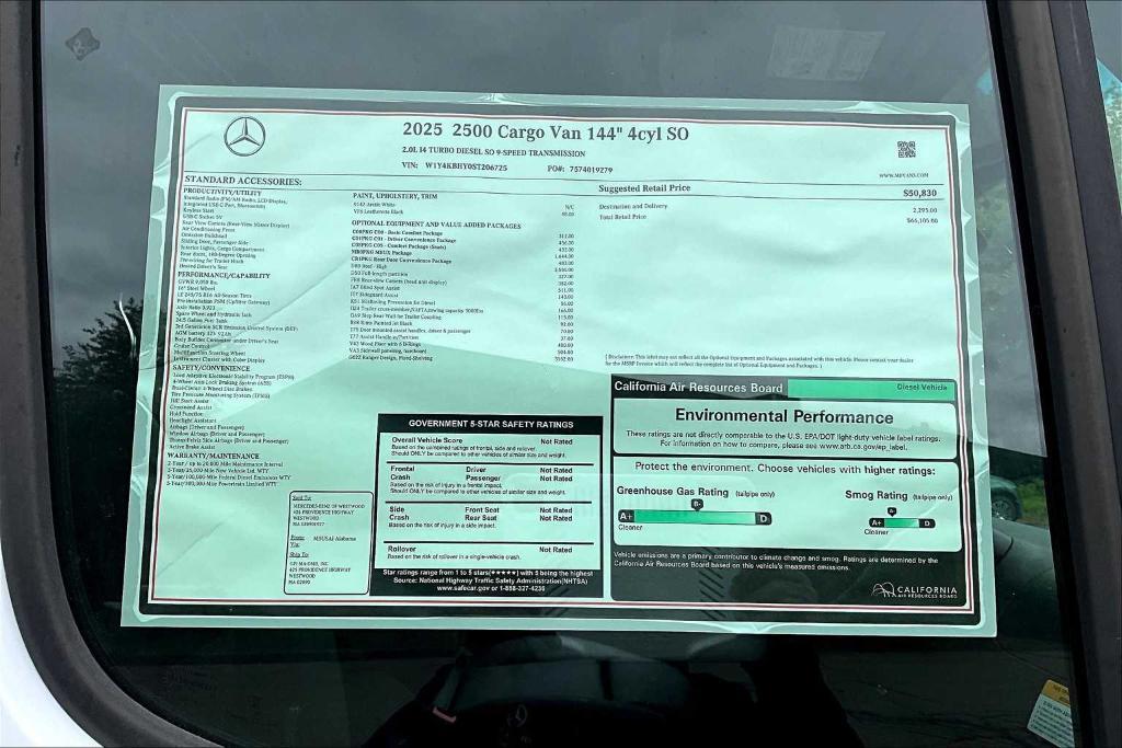 new 2025 Mercedes-Benz Sprinter 2500 car, priced at $66,105