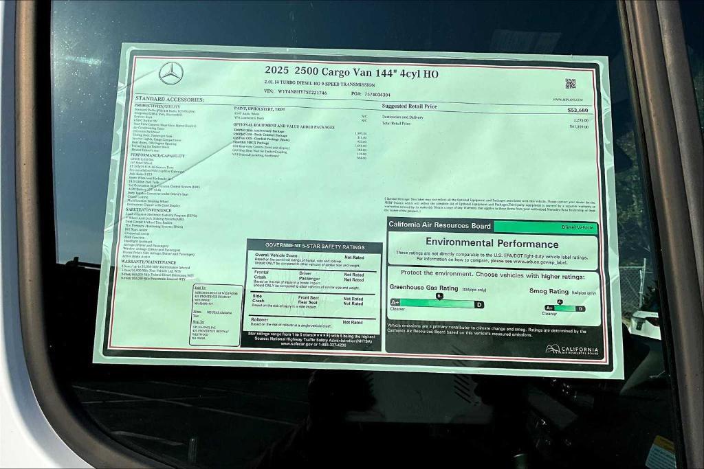 new 2025 Mercedes-Benz Sprinter 2500 car, priced at $61,359