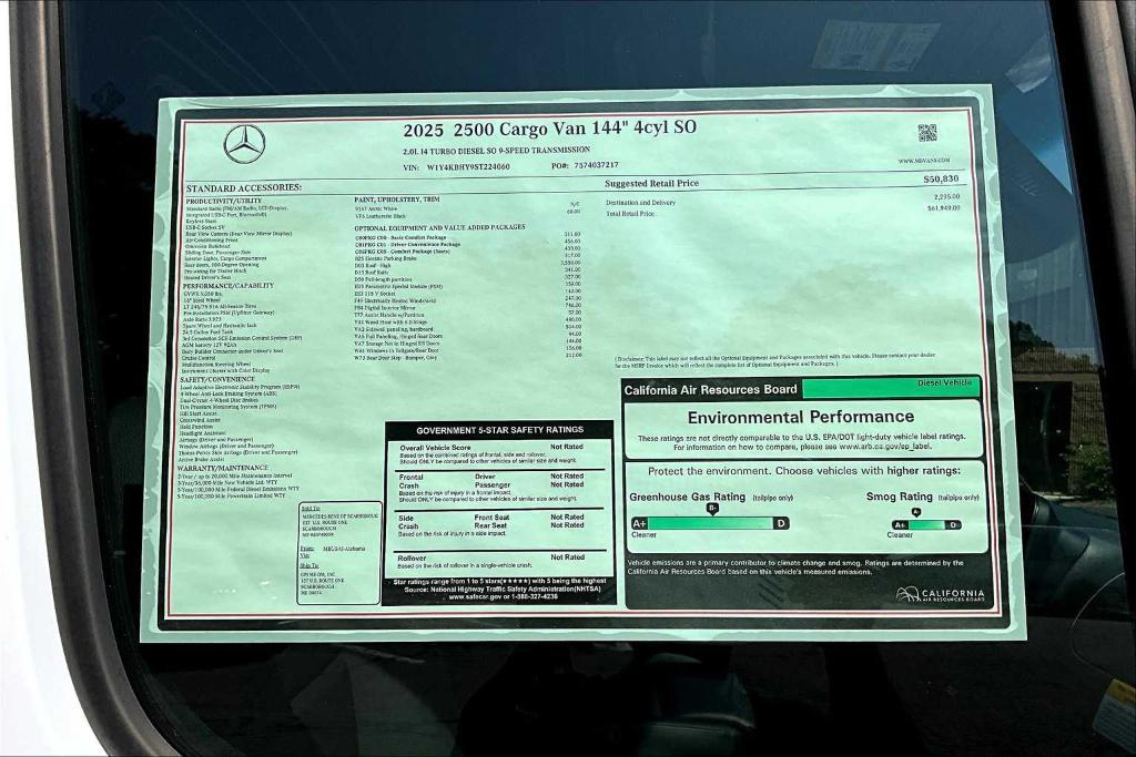 new 2025 Mercedes-Benz Sprinter 2500 car, priced at $61,949