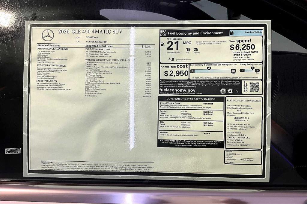 new 2026 Mercedes-Benz GLE 450 car, priced at $90,860