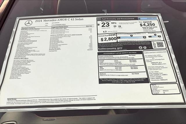 new 2024 Mercedes-Benz AMG C 43 car, priced at $68,945