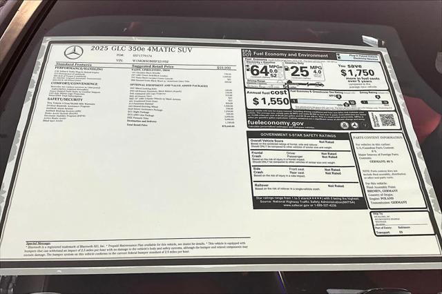 new 2025 Mercedes-Benz GLC 350e car, priced at $75,660