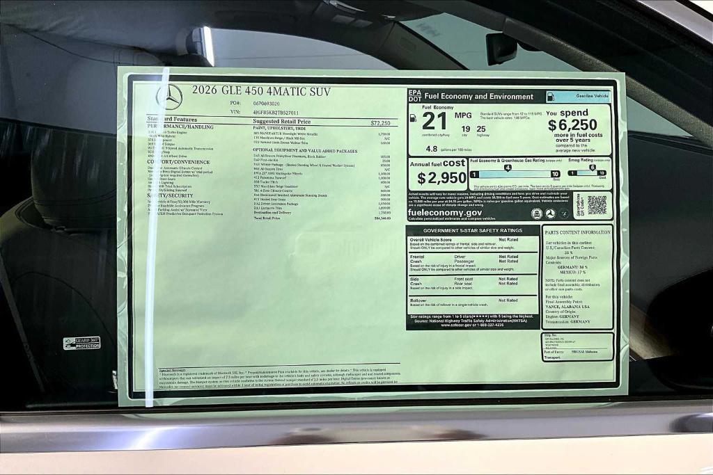 new 2026 Mercedes-Benz GLE 450 car, priced at $84,340