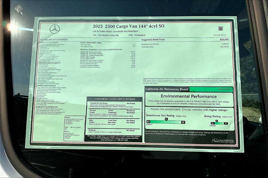 new 2025 Mercedes-Benz Sprinter 2500 car, priced at $62,025