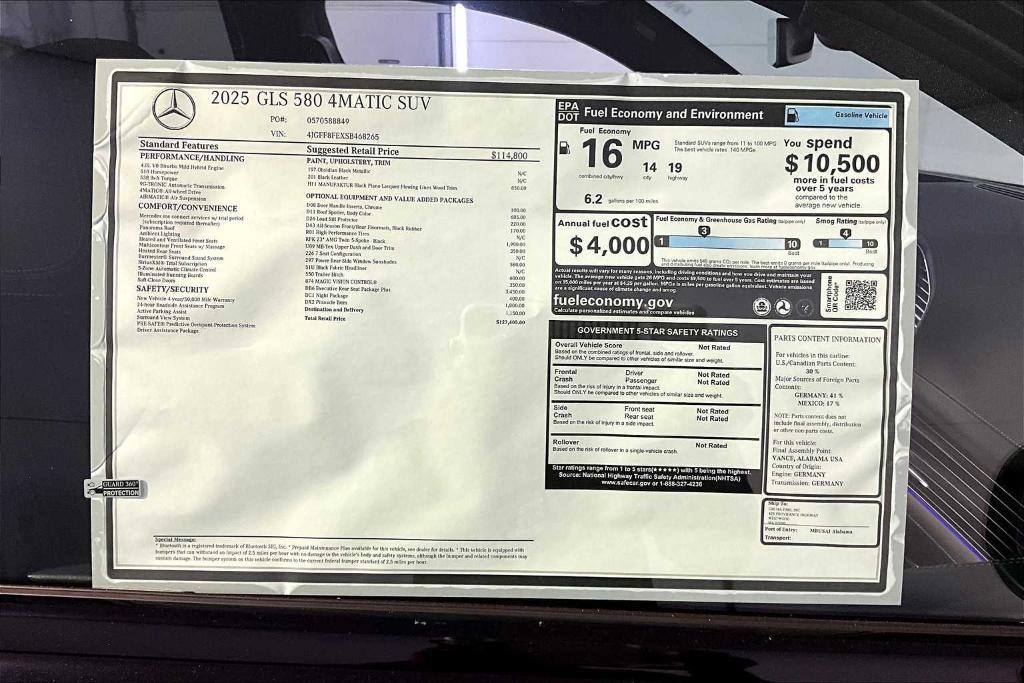 new 2025 Mercedes-Benz GLS 580 car, priced at $127,405