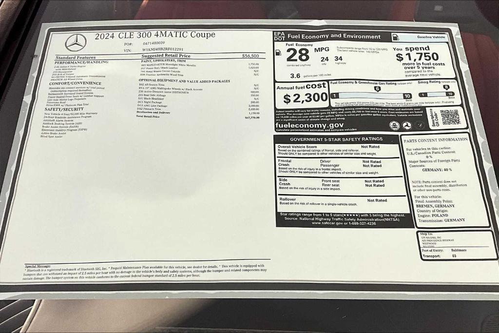 new 2024 Mercedes-Benz CLE 300 car, priced at $67,770