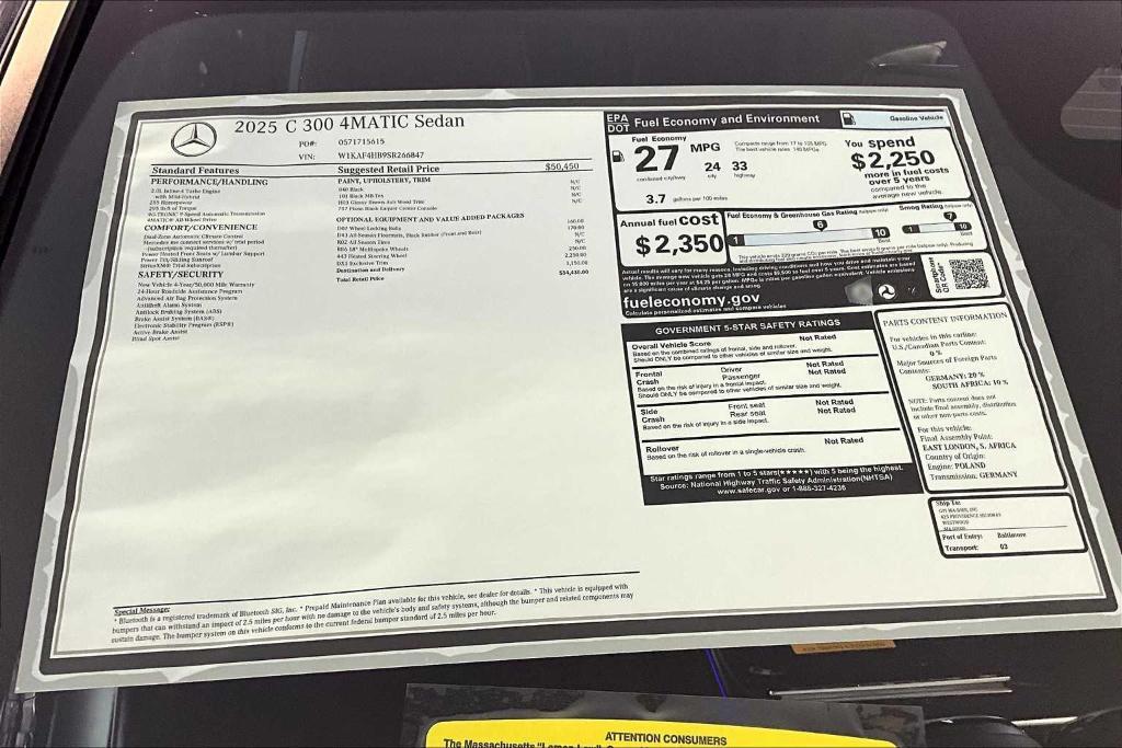 new 2025 Mercedes-Benz C-Class car, priced at $54,430