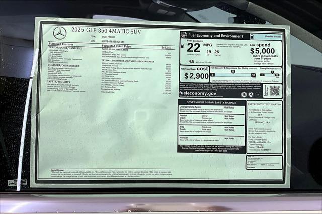 new 2025 Mercedes-Benz GLE 350 car, priced at $79,075