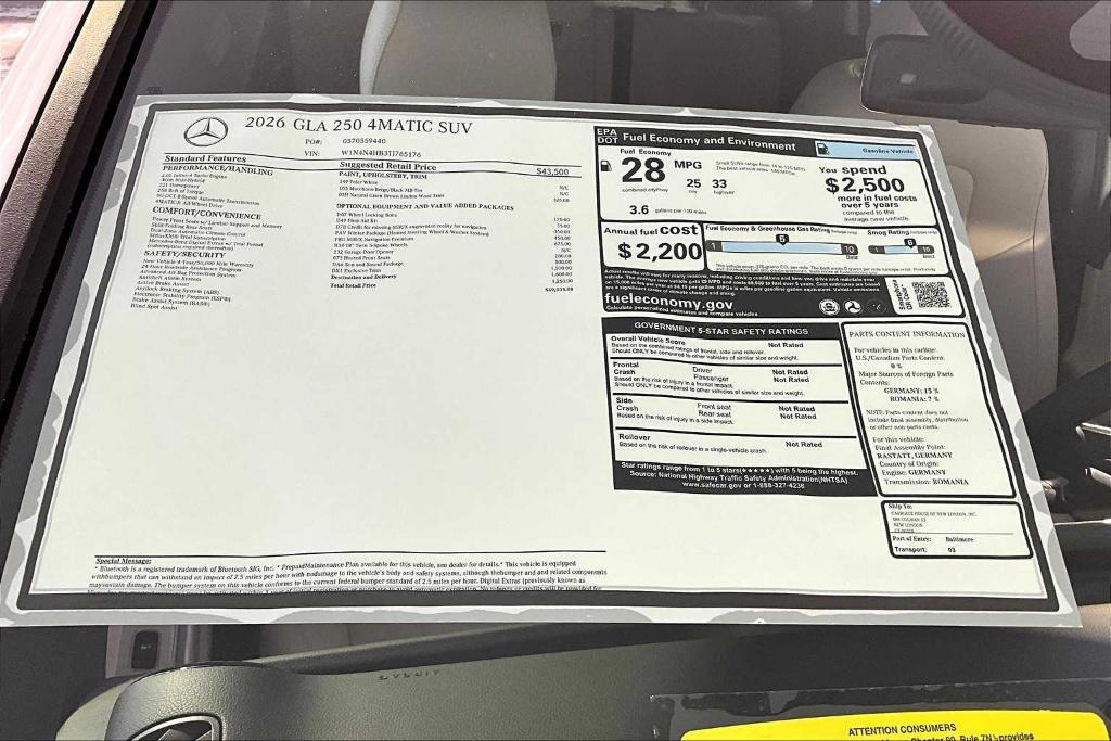new 2026 Mercedes-Benz GLA 250 car, priced at $49,935