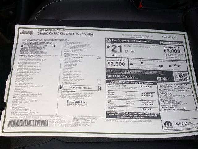 new 2025 Jeep Grand Cherokee L car, priced at $47,875