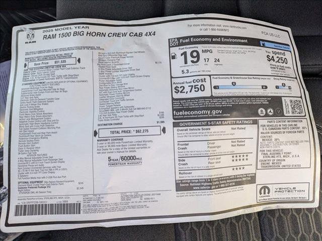 new 2025 Ram 1500 car, priced at $55,775