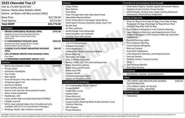 new 2025 Chevrolet Trax car, priced at $25,789