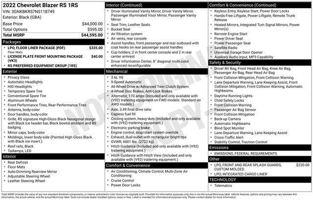 used 2022 Chevrolet Blazer car, priced at $29,374