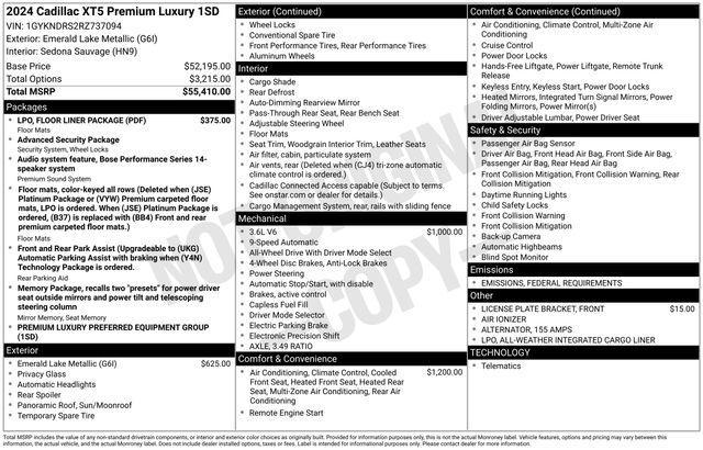 used 2024 Cadillac XT5 car, priced at $46,123