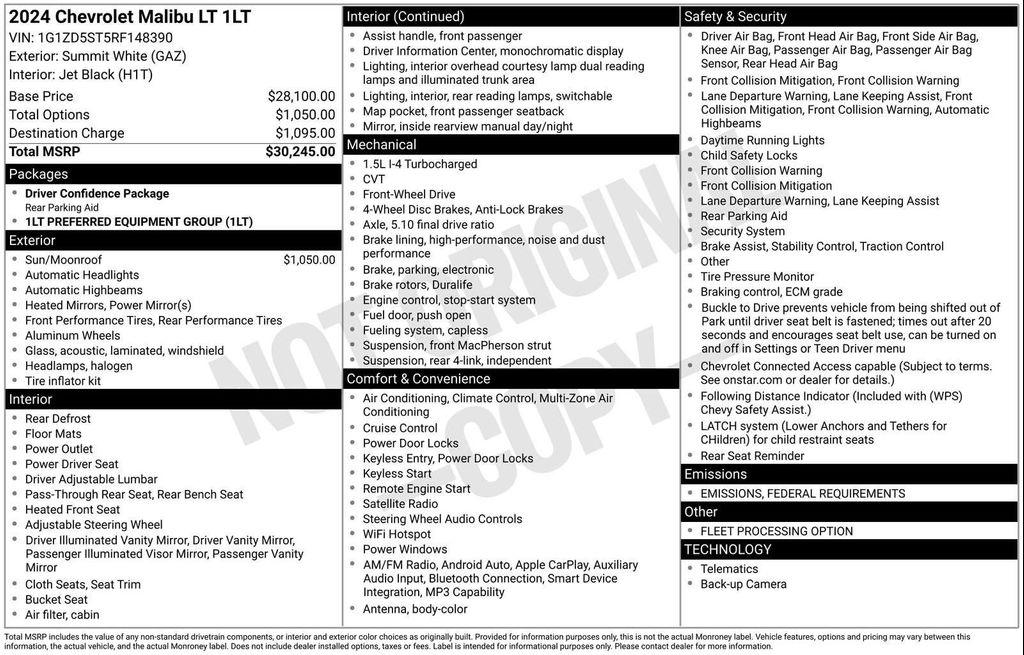 used 2024 Chevrolet Malibu car, priced at $20,799