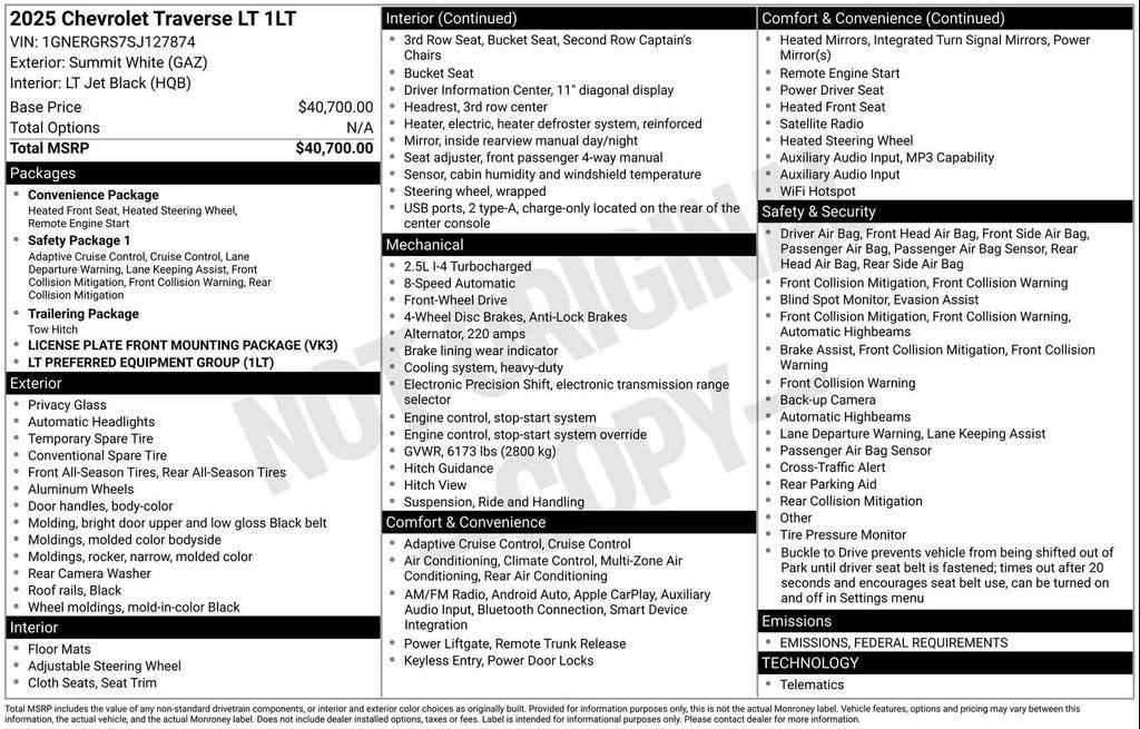 used 2025 Chevrolet Traverse car, priced at $41,150