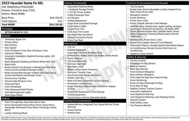 used 2023 Hyundai Santa Fe car, priced at $24,759