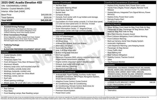 used 2025 GMC Acadia car, priced at $43,765