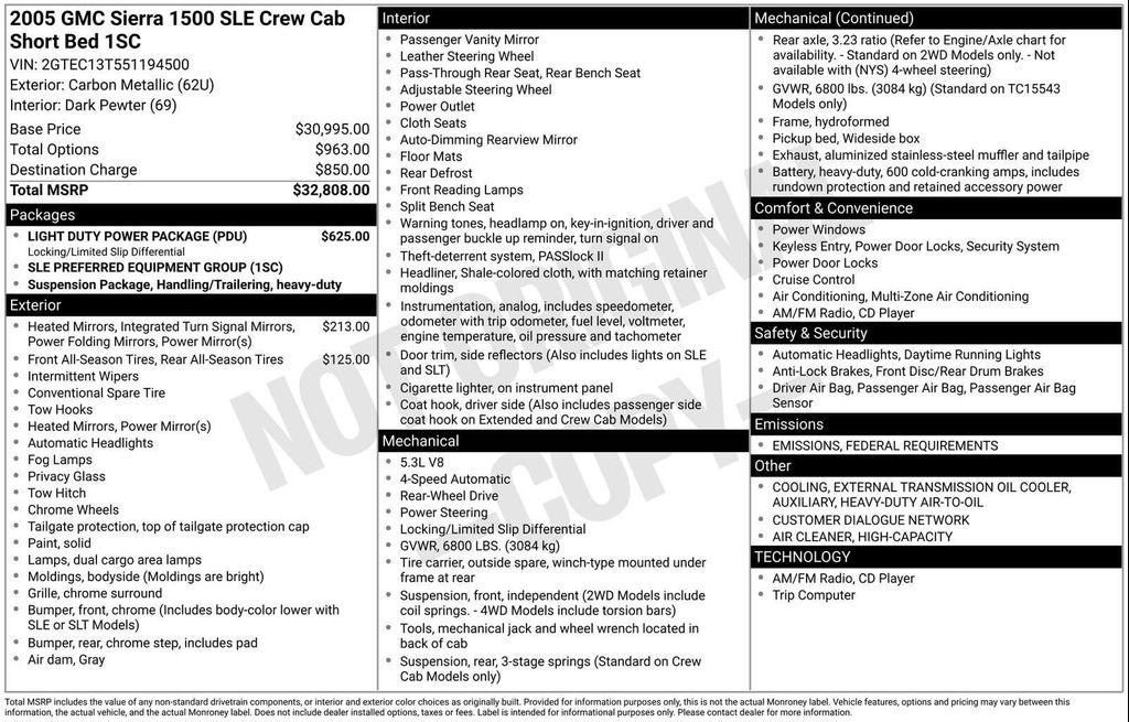 used 2005 GMC Sierra 1500 car, priced at $3,500