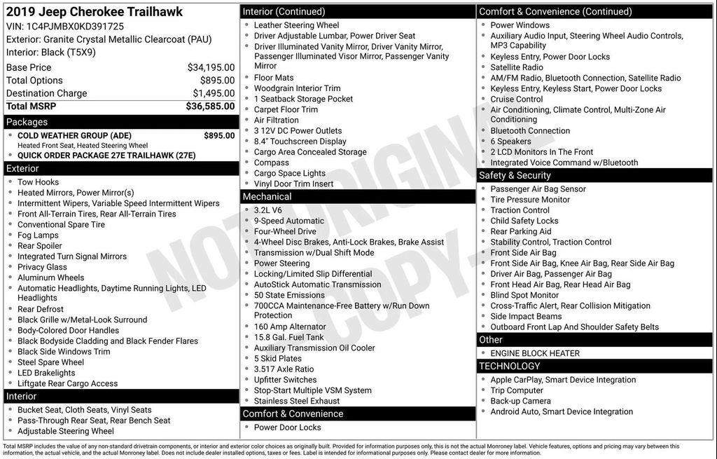 used 2019 Jeep Cherokee car, priced at $15,971